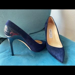 Jimmy Choo - Romy Suede Pump Dark Blue Size 37